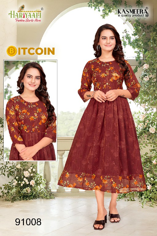 HARIYAALI BITCOIN VOL 2 LATEST WEAR READYMADE TISSU SILK KURTI COMBO SET