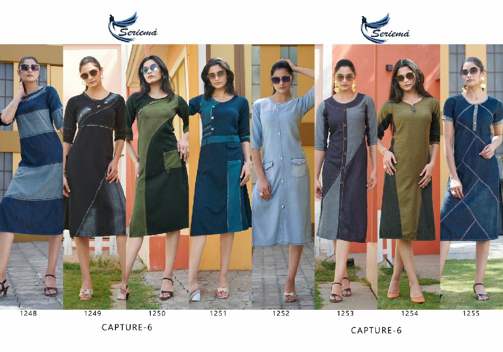 SERIEMA PRESENT KUMB CAPTURE 6 COTTON HANDWORK WITH DIFFERENT SHADES OF FULL STITCH DENIM KURTI