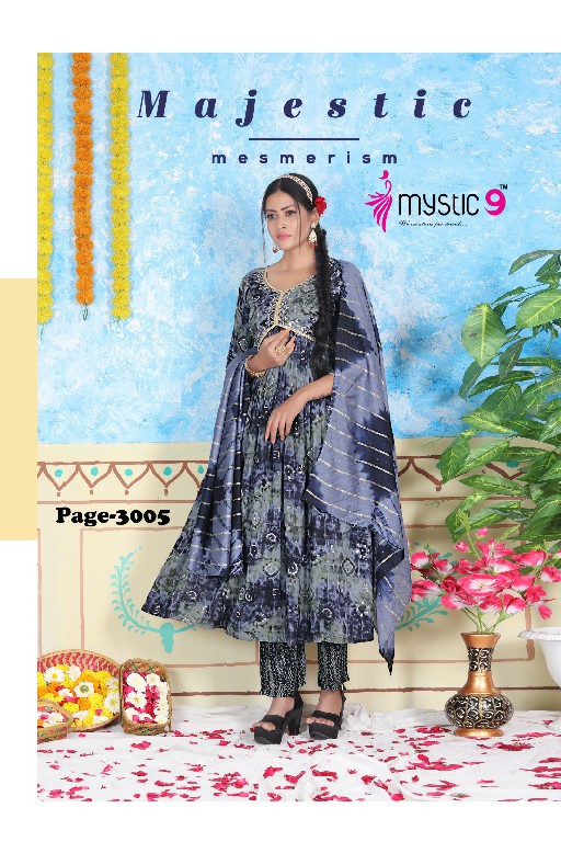 MYSTIC 9 POOJA VOL 3 READYMADE OCCASION WEAR ALIA CUT KURTI PANT DUPATTA