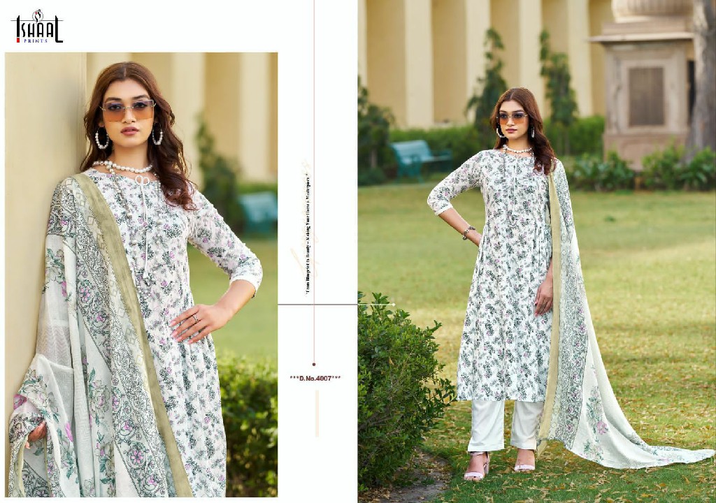 Ishaal Kesariya Vol-4 Wholesale Pure Lawn Cotton Printed Dress Material