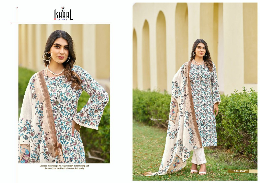 Ishaal Kesariya Vol-4 Wholesale Pure Lawn Cotton Printed Dress Material