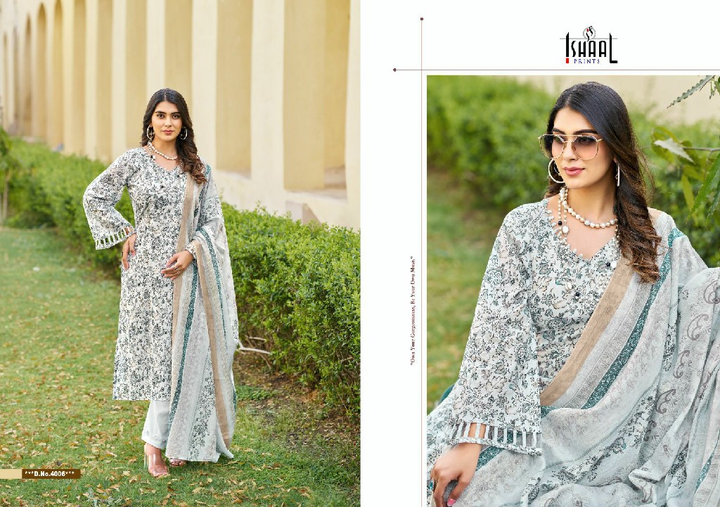 Ishaal Kesariya Vol-4 Wholesale Pure Lawn Cotton Printed Dress Material