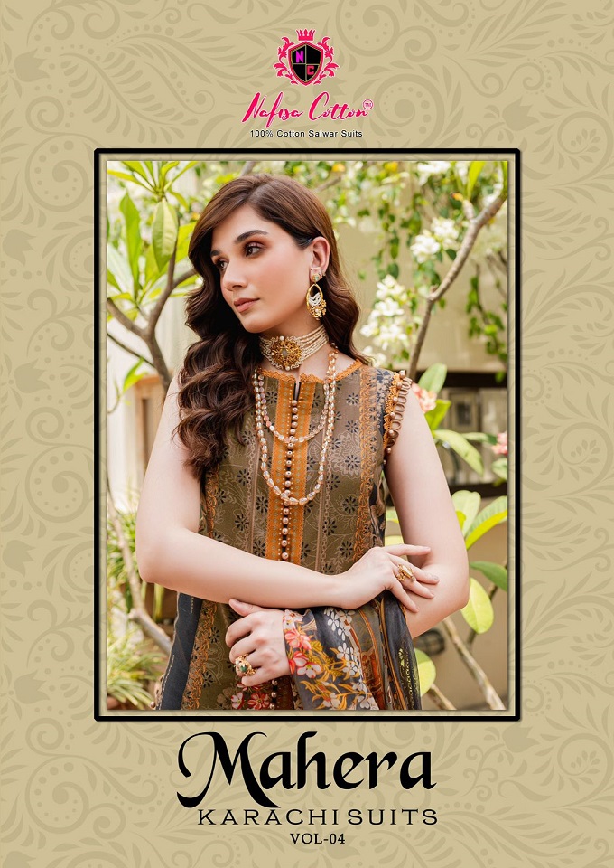 NAFISA COTTON MAHERA KARACHI SUITS VOL 4 FANCY PAKISTANI PRINTED UNSTITCH SUIT