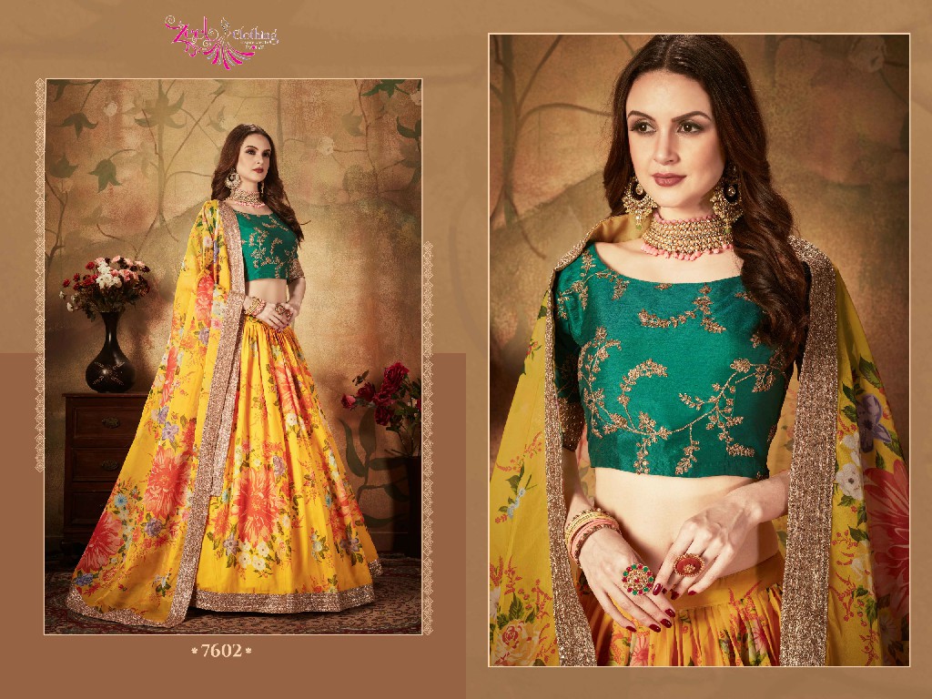 Zeel Clothing Floral Vol-1 Wholesale Organza Fabrics Lehenga Choli