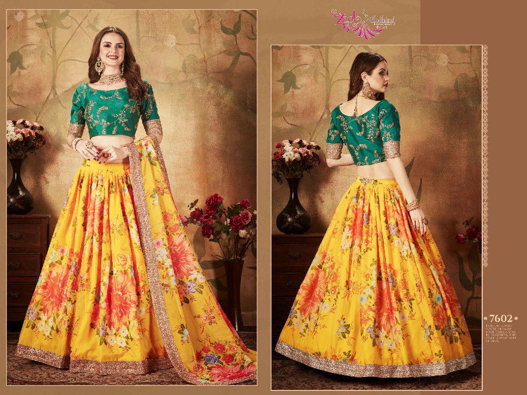 Zeel Clothing Floral Vol-1 Wholesale Organza Fabrics Lehenga Choli