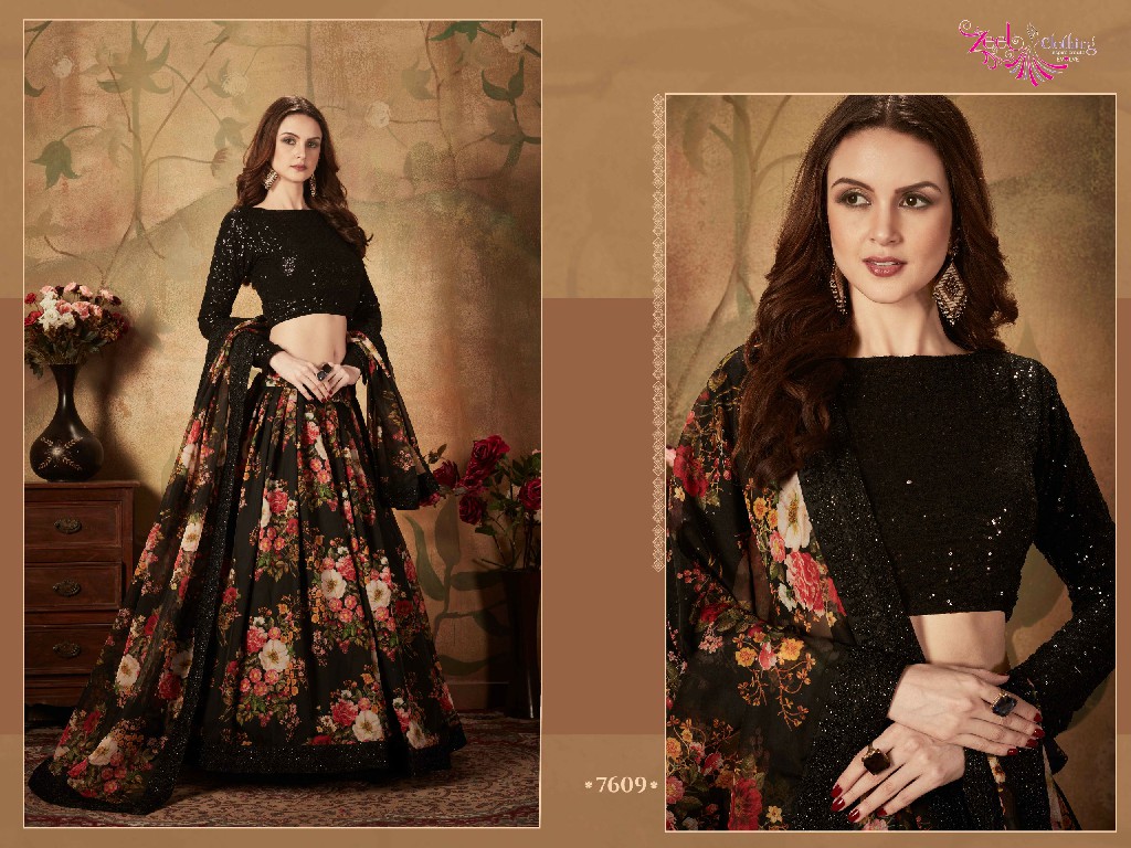 Zeel Clothing Floral Vol-1 Wholesale Organza Fabrics Lehenga Choli