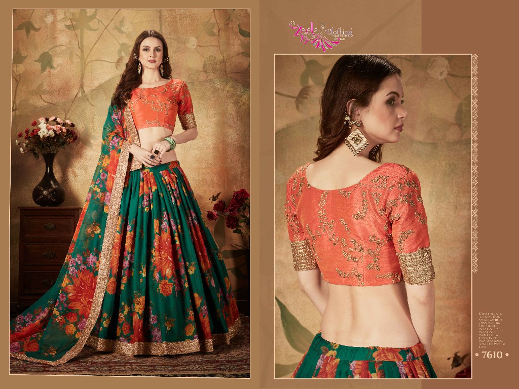 Zeel Clothing Floral Vol-1 Wholesale Organza Fabrics Lehenga Choli