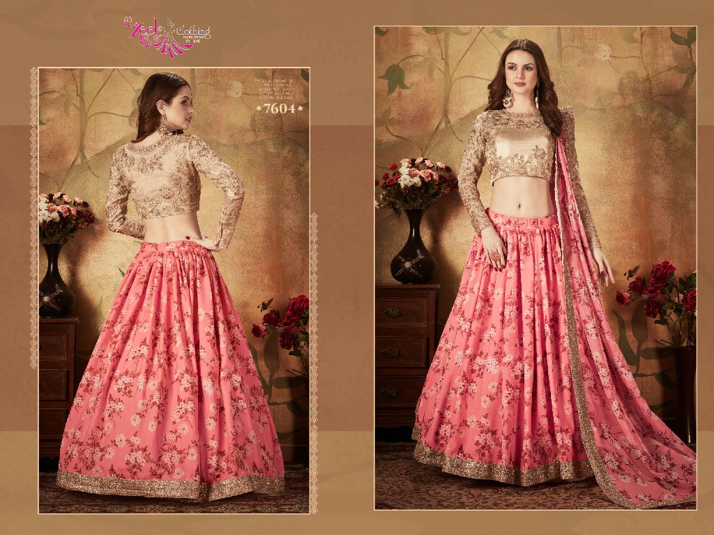 Zeel Clothing Floral Vol-1 Wholesale Organza Fabrics Lehenga Choli