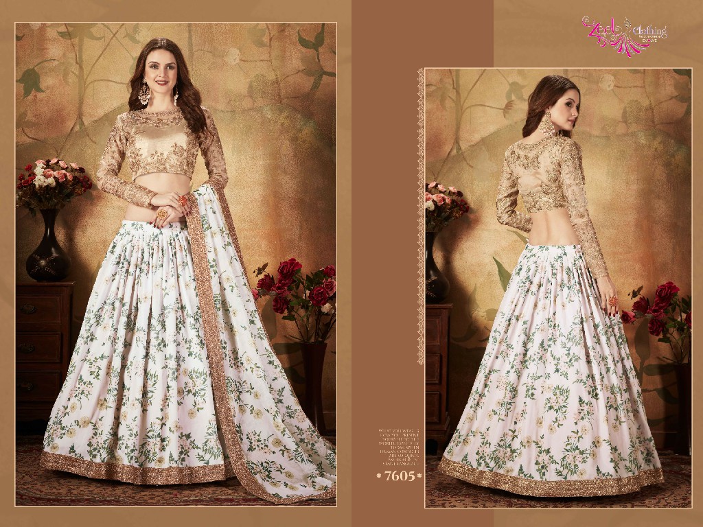 Zeel Clothing Floral Vol-1 Wholesale Organza Fabrics Lehenga Choli