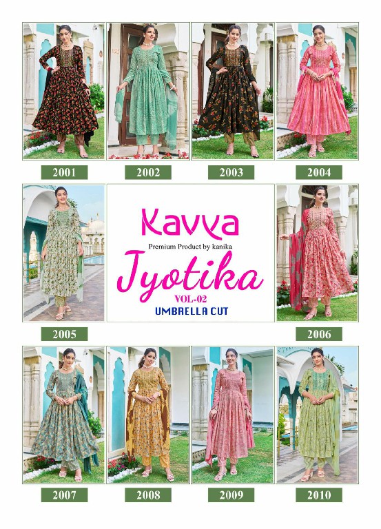 KAVYA JYOTIKA VOL 2 BEAUTIFUL READYMADE UMBRELLA CUT KURTI BOTTOM DUPATTA COLLECTION