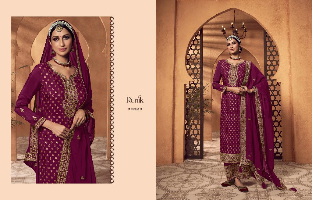 RENIK FASHIONS PRESENTS MUSKAN STYLISH VISCOSE DOLA JACQUARD WITH EMBROIDERY WORK SALWAR SUIT DRESS MATERIAL