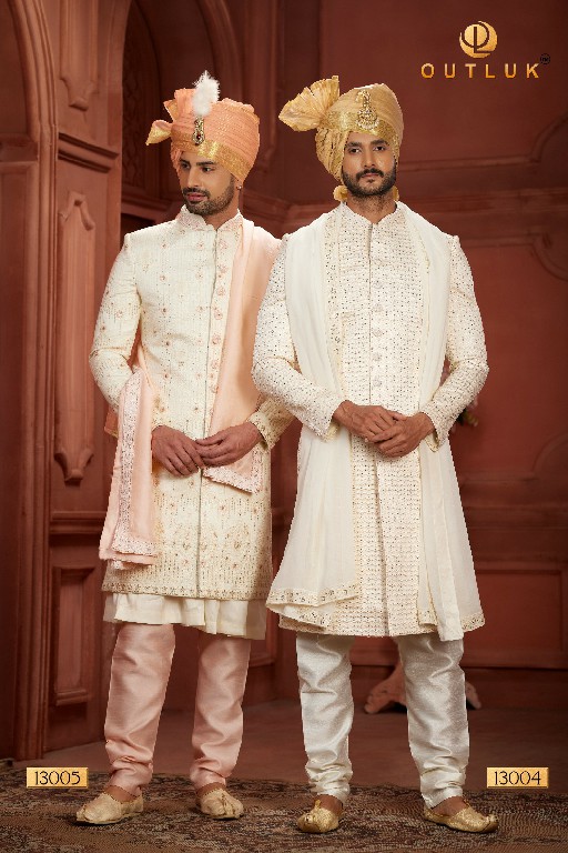 Outluk Wedding Collection Vol-13 Wholesale Pure Silk Mens Sherwani Catalog