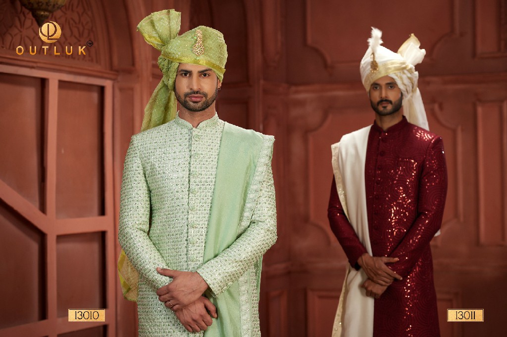 Outluk Wedding Collection Vol-13 Wholesale Pure Silk Mens Sherwani Catalog