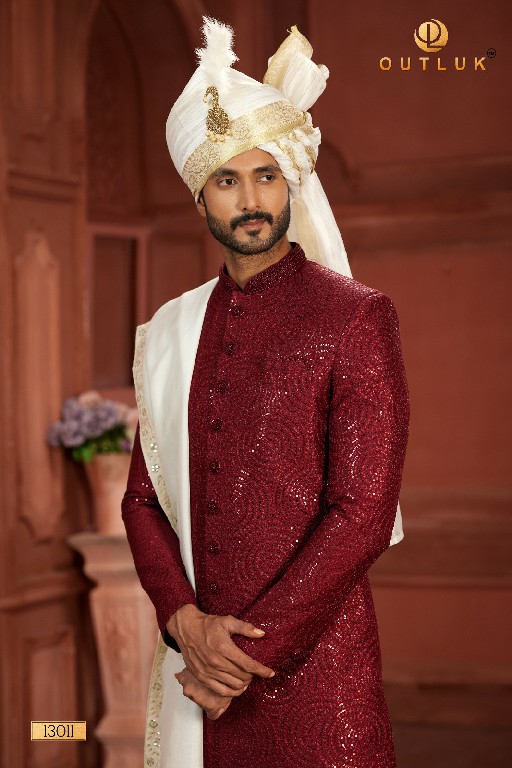 Outluk Wedding Collection Vol-13 Wholesale Pure Silk Mens Sherwani Catalog