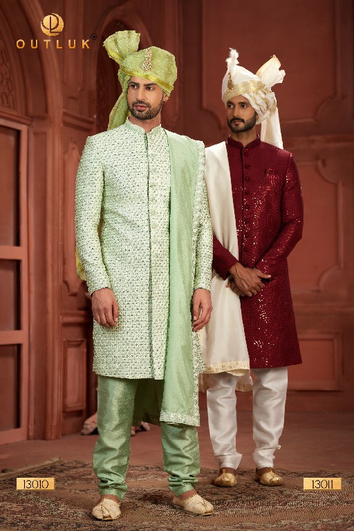 Outluk Wedding Collection Vol-13 Wholesale Pure Silk Mens Sherwani Catalog