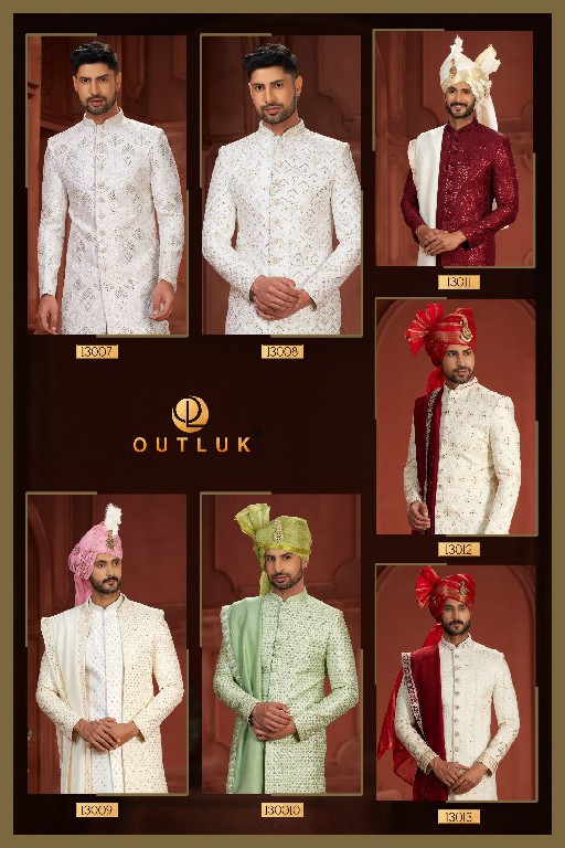 Outluk Wedding Collection Vol-13 Wholesale Pure Silk Mens Sherwani Catalog