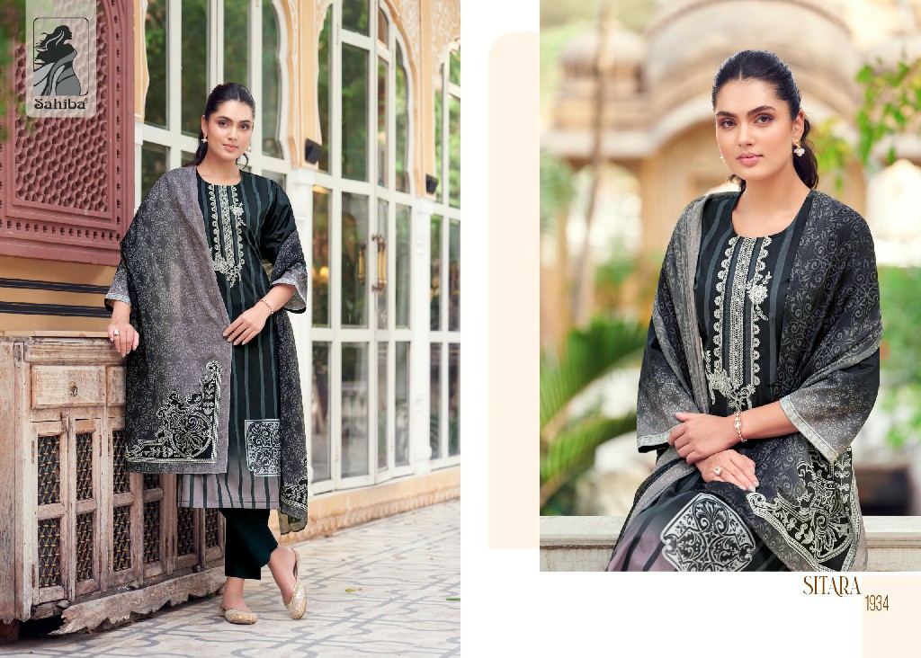 Sahiba Sitara Wholesale Pure Cotton With Neck Patti Embroidery Suits