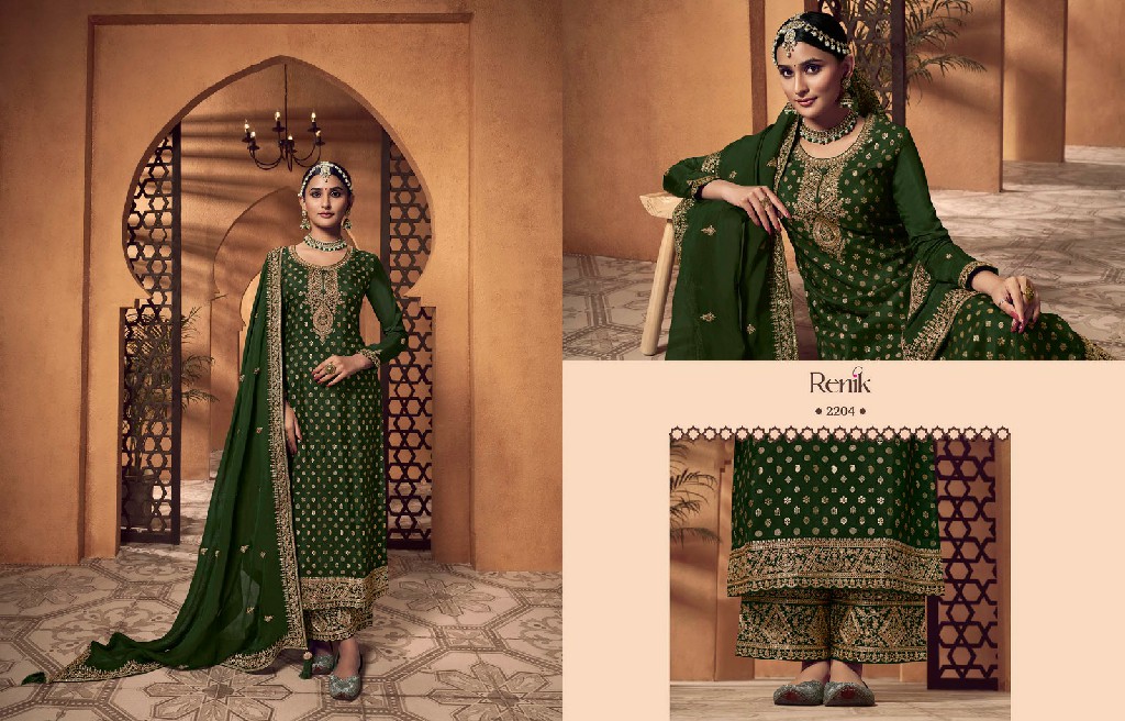 RENIK FASHIONS PRESENTS MUSKAN STYLISH VISCOSE DOLA JACQUARD WITH EMBROIDERY WORK READYMADE SALWAR SUIT