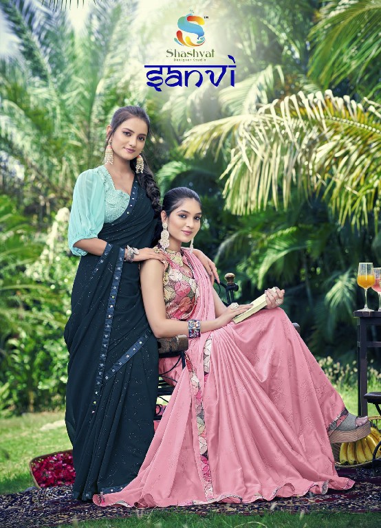 Shashvat Sanvi Wholesale Georgette Lasser Cut Fesitve Sarees