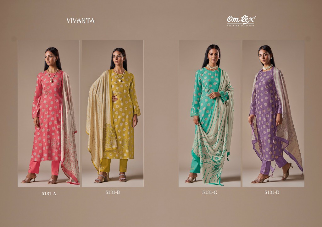 Omtex Vivanta Wholesale Daisy Silk With Embroidery Salwar Suits