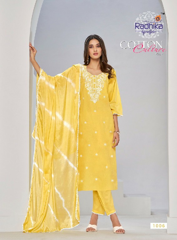 Radhika Cotton Culture Vol-1 Wholesale Pure Cotton Kurti With Pant And Dupatta