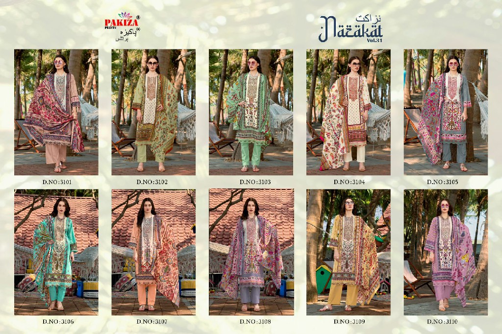 Pakiza Nazakat Vol-31 Wholesale Heavy Kashmiri Neck Embroidery Dress Material