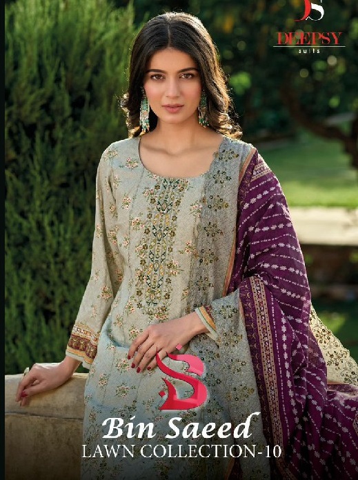 DEEPSY SUITS BIN SAEED LAWN COLLECTION VOL 10 PAKISTANI DIGITA PRINT DRESS MATERIAL