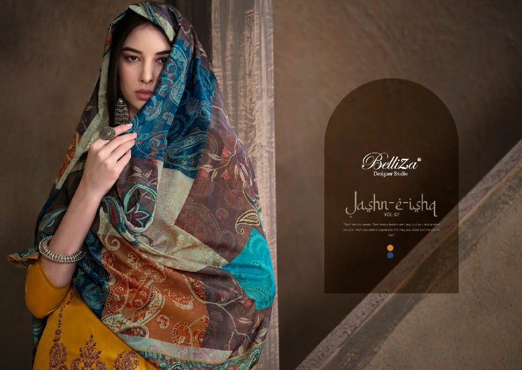 Belliza Jashn E Ishq Vol-7 Wholesale Heavy Jam With Embroidery Work Dress Material