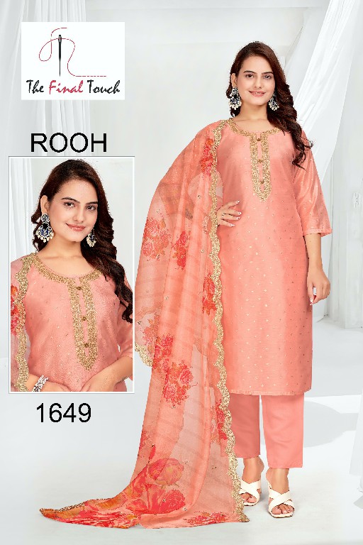 The Final Touch Rooh Wholesale Modal Silk With Embroidery Kurti With Pant And Dupatta Combo