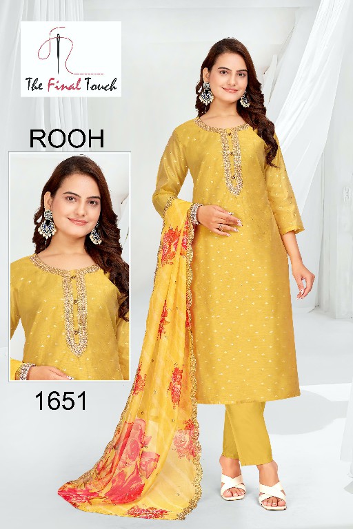 The Final Touch Rooh Wholesale Modal Silk With Embroidery Kurti With Pant And Dupatta Combo