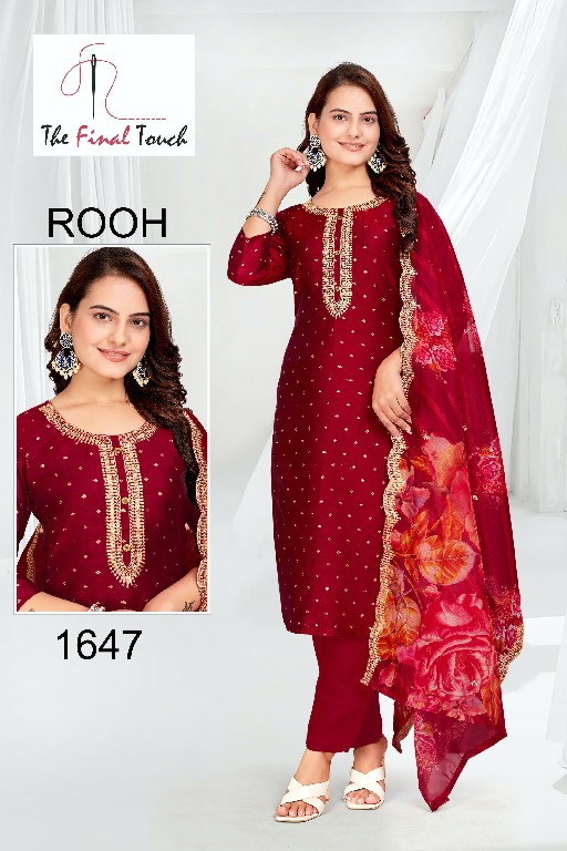 The Final Touch Rooh Wholesale Modal Silk With Embroidery Kurti With Pant And Dupatta Combo