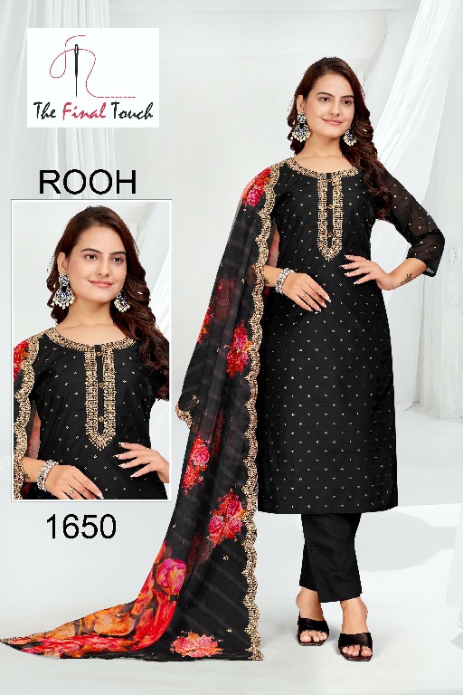 The Final Touch Rooh Wholesale Modal Silk With Embroidery Kurti With Pant And Dupatta Combo