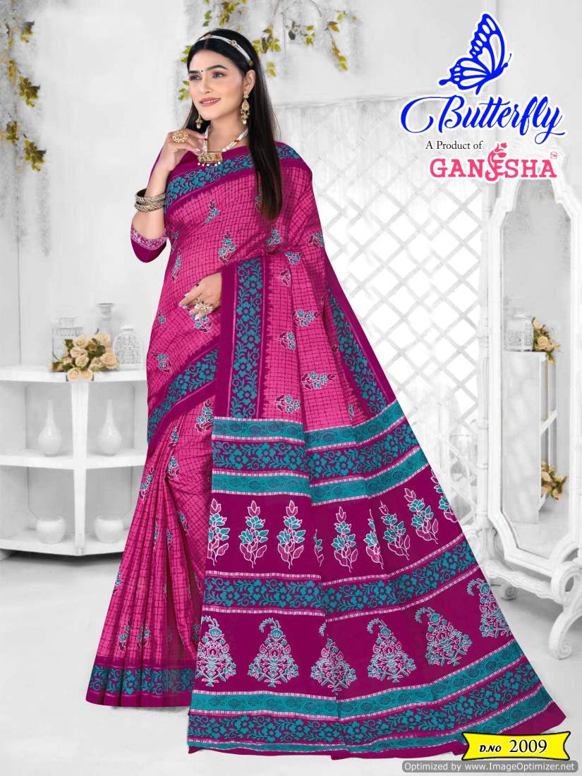 Ganesha Butterfly Vol-2 Wholesale Pure Cotton Printed Sarees