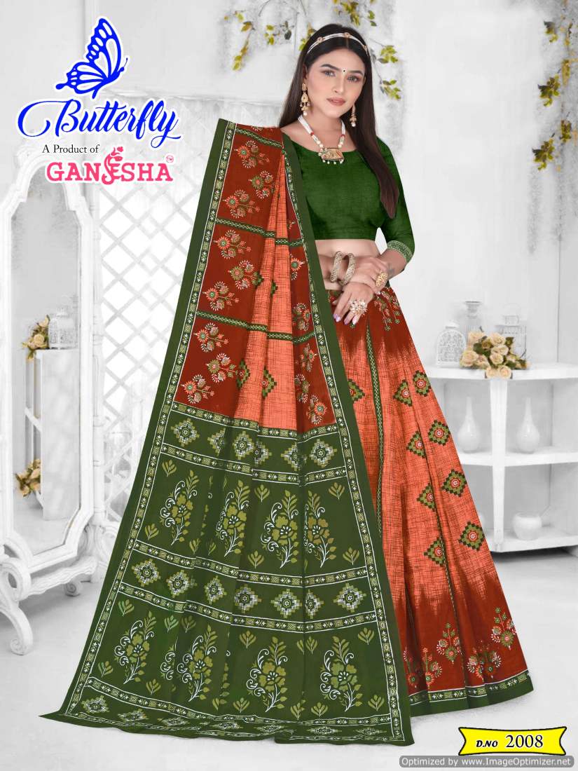 Ganesha Butterfly Vol-2 Wholesale Pure Cotton Printed Sarees