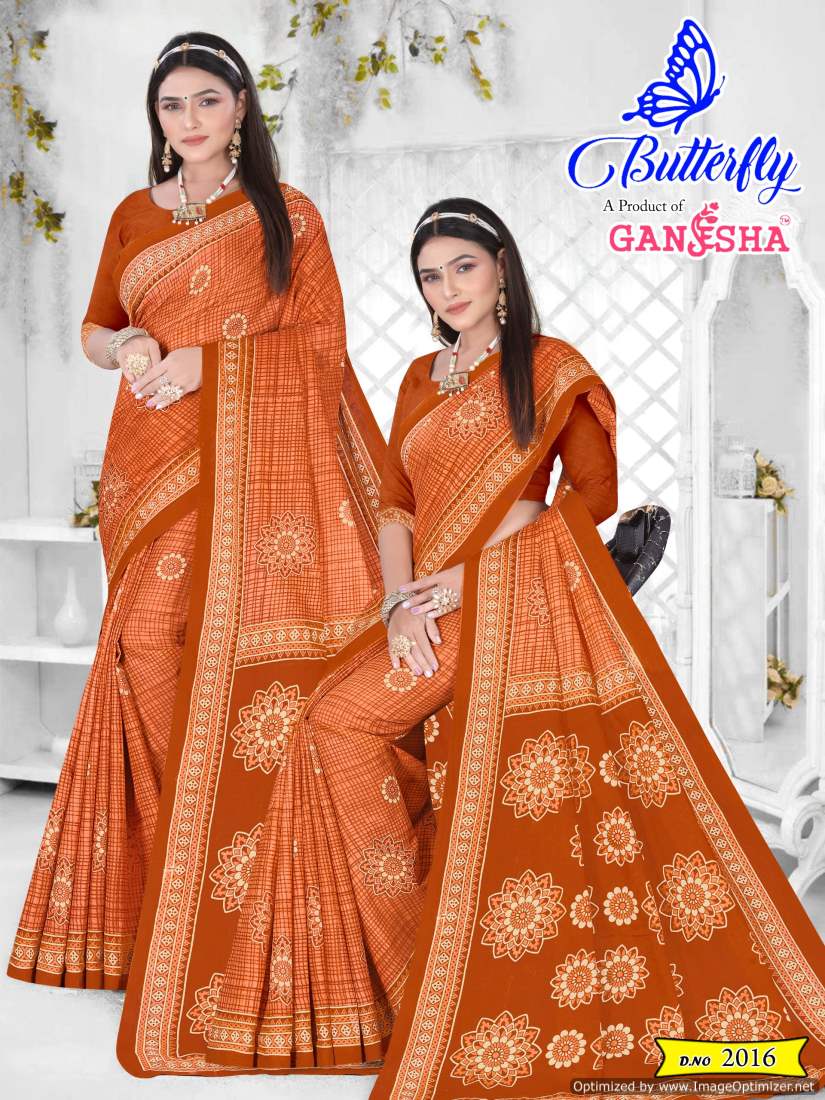 Ganesha Butterfly Vol-2 Wholesale Pure Cotton Printed Sarees