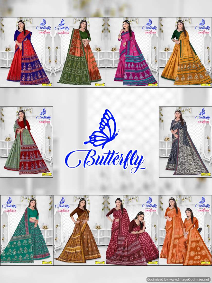 Ganesha Butterfly Vol-2 Wholesale Pure Cotton Printed Sarees
