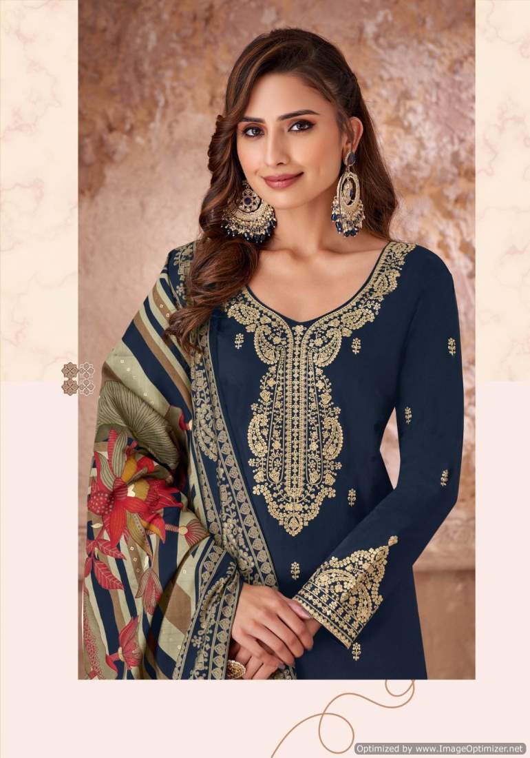 Suryajyoti Pashan Vol-3 Wholesale Jaam Satin Neck And Embroidery And Swaroski Diamond Dress Material