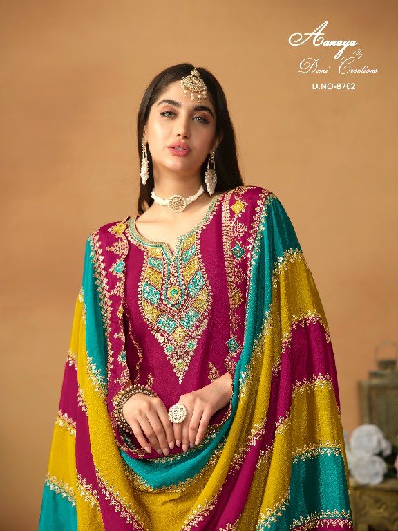 TWISHA DANI CREATION AANAYA VOL 187 FESTIVAL WEAR CHINON SILK SALWAR KAMEEZ DRESS MATERIAL