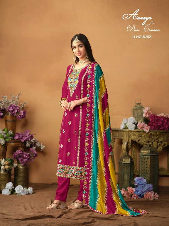 TWISHA DANI CREATION AANAYA VOL 187 FESTIVAL WEAR CHINON SILK SALWAR KAMEEZ DRESS MATERIAL