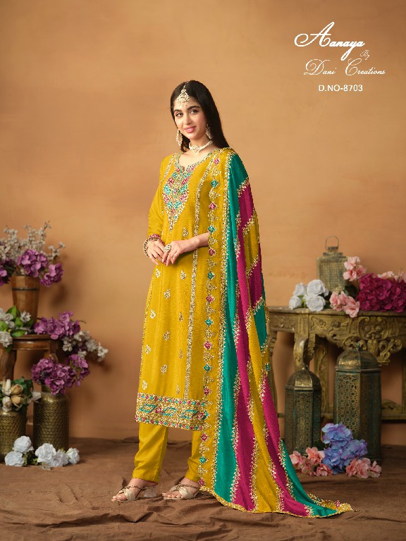 TWISHA DANI CREATION AANAYA VOL 187 FESTIVAL WEAR CHINON SILK SALWAR KAMEEZ DRESS MATERIAL