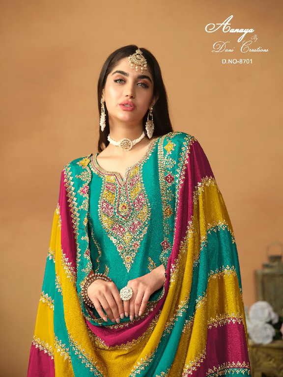 TWISHA DANI CREATION AANAYA VOL 187 FESTIVAL WEAR CHINON SILK SALWAR KAMEEZ DRESS MATERIAL