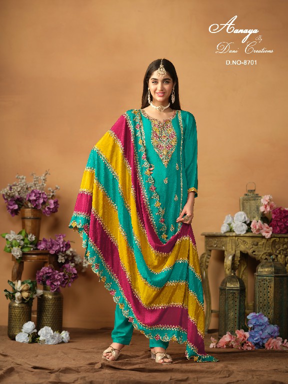 TWISHA DANI CREATION AANAYA VOL 187 FESTIVAL WEAR CHINON SILK SALWAR KAMEEZ DRESS MATERIAL