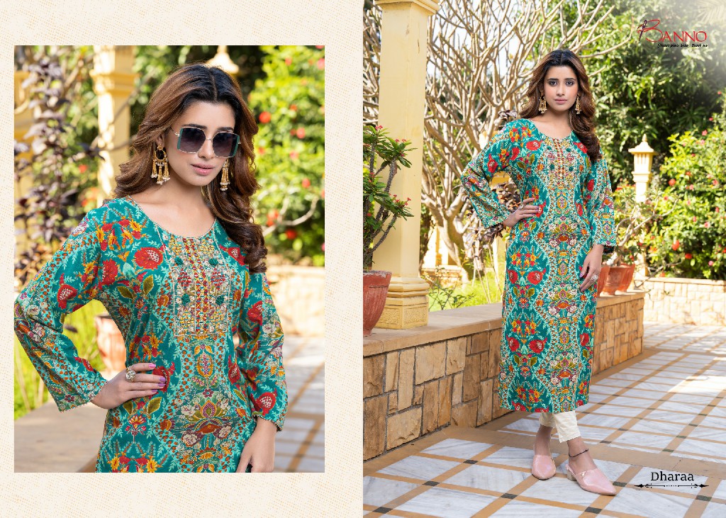 BANNO SHRUTI PRESENTS MISS MASALA VOL 2 DAILY USE VISCOSE THREAD & HAND EMBROIDERED READYMADE KURTI