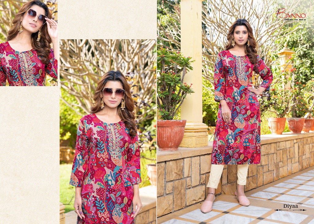 BANNO SHRUTI PRESENTS MISS MASALA VOL 2 DAILY USE VISCOSE THREAD & HAND EMBROIDERED READYMADE KURTI