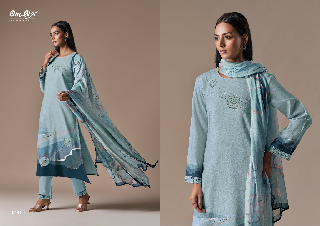 OMTEX SAROVA OCCASION WEAR LINEN COTTON WITH HANDWORK UNSTITCH SALWAR SUIT