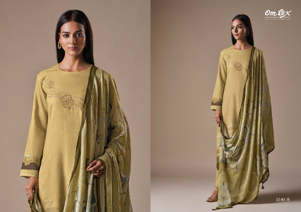 OMTEX SAROVA OCCASION WEAR LINEN COTTON WITH HANDWORK UNSTITCH SALWAR SUIT