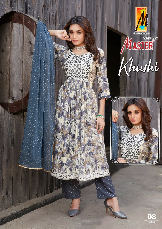 Master Khushi Wholesale Rayon Foil Ghera Tops With Pant And Dupatta
