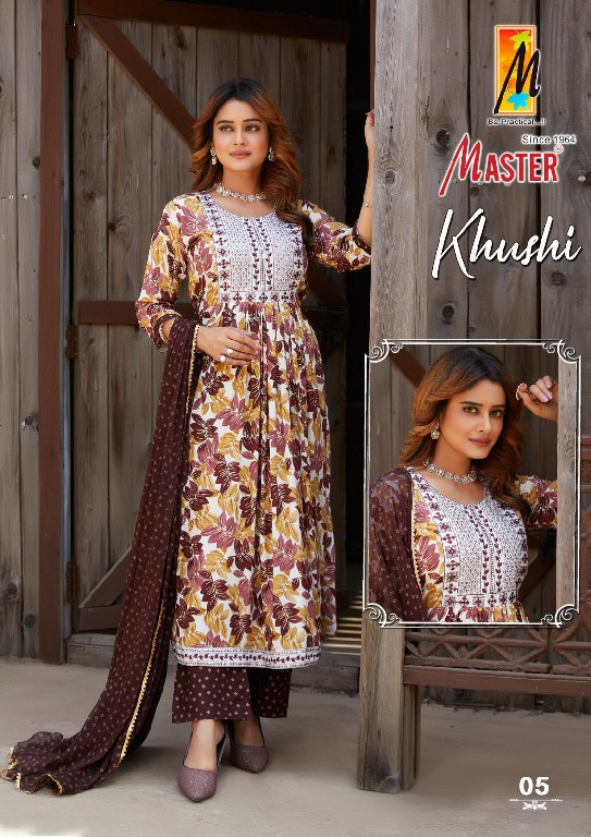 Master Khushi Wholesale Rayon Foil Ghera Tops With Pant And Dupatta