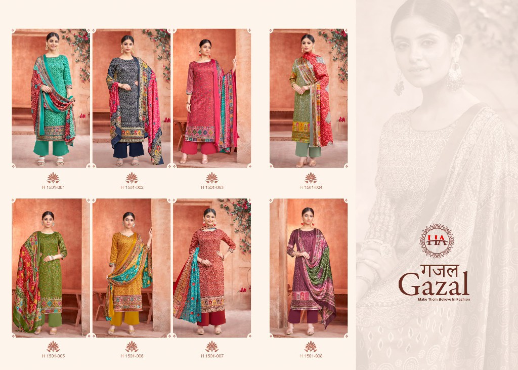 Harshit Gazal Wholesale Pure Zam With Swarovski Work Dress Material