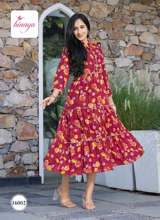 Hinaya Rashi Vol-16 Wholesale Trendy Long Rayon Flaired Kurtis